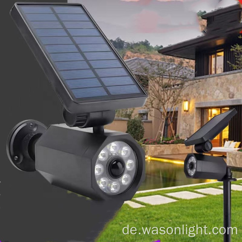 Dummykamera 8 LED wasserdichte Solarflecken leuchtet Solarlandschaft Leuchte einstellbare Auto -Ein-/Aus -Wandsicherheitsbeleuchtung für Garten